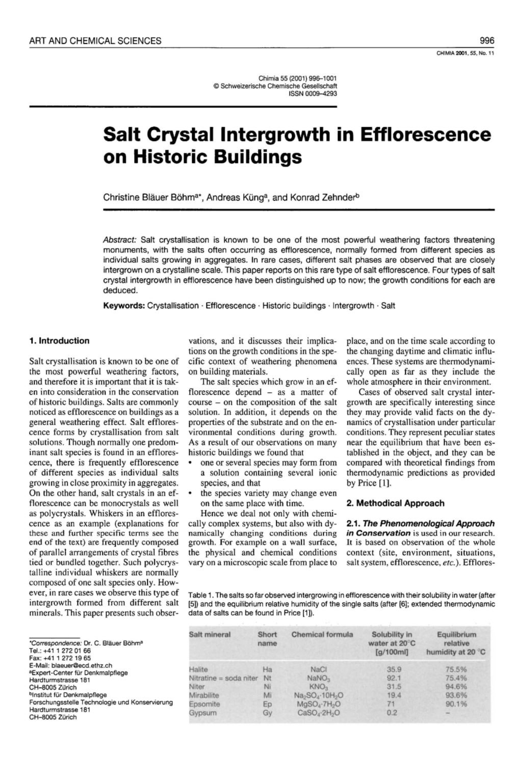 Salt Crystal Intergrowth in Efflorescence on Historic Buildings