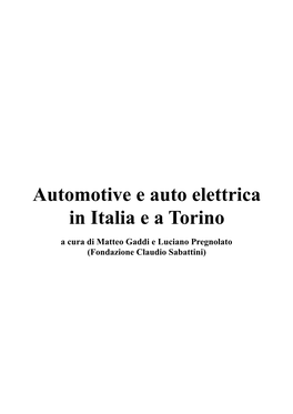 Automotive E a Auto Elettrica in Italia E a Torino