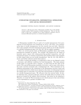 Curvature Invariants, Differential Operators and Local Homogeneity