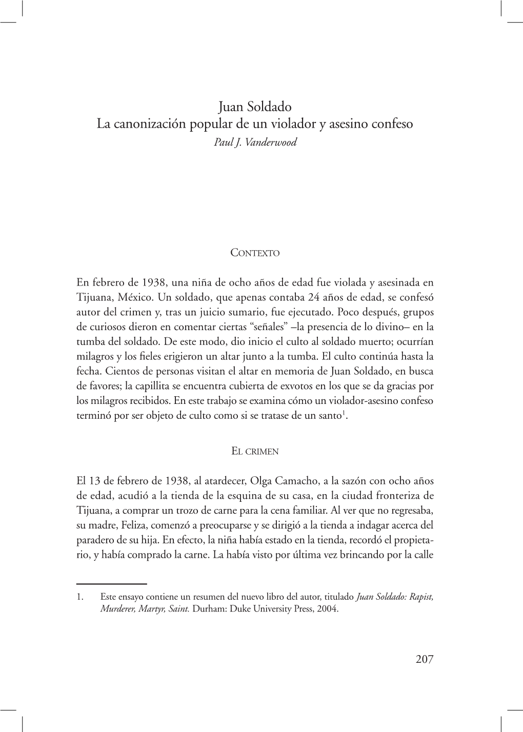 Juan Soldado La Canonización Popular De Un Violador Y Asesino Confeso Paul J