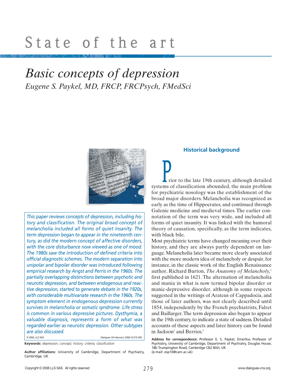 Basic Concepts of Depression Eugene S