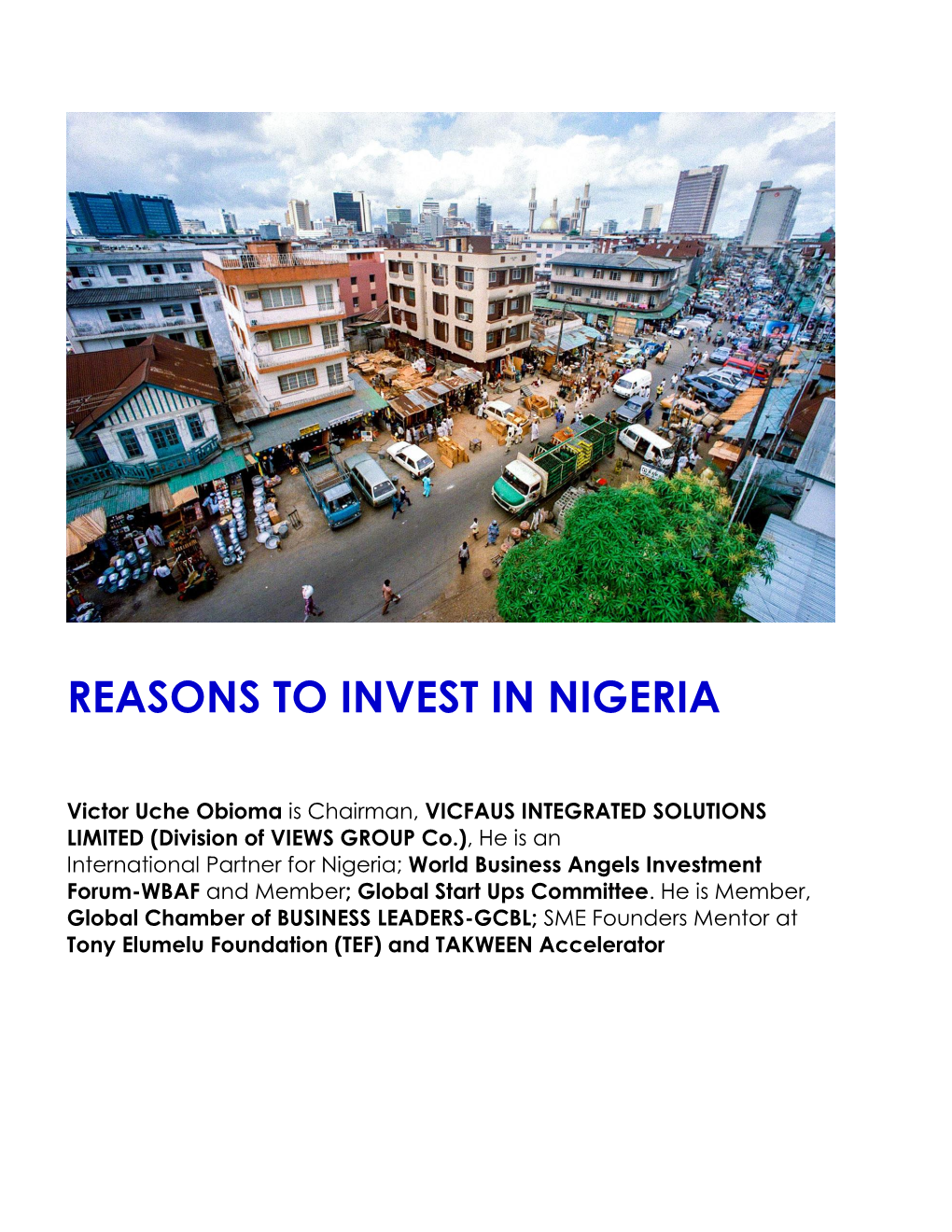 Reasons to Invest in Nigeria