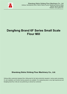 Dengfeng Brand Model 6FTDP-50 Complete Set Flour Mill