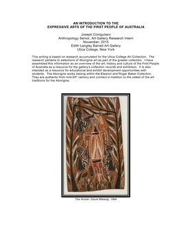 An Introduction to the Expressive Arts of the First People of Australia