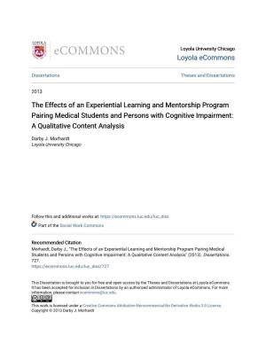 The Effects of an Experiential Learning and Mentorship Program Pairing Medical Students and Persons with Cognitive Impairment: a Qualitative Content Analysis