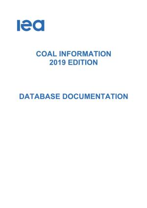 Coal Information 2019 Edition Database Documentation