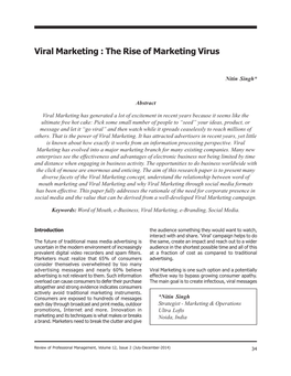 Viral Marketing : the Rise of Marketing Virus