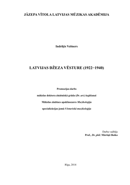 Latvijas Džeza Vēsture (1922−1940)