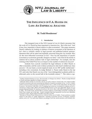 The Influence of Fa Hayek On