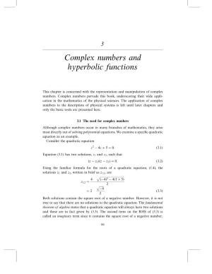 Complex Numbers and Hyperbolic Functions