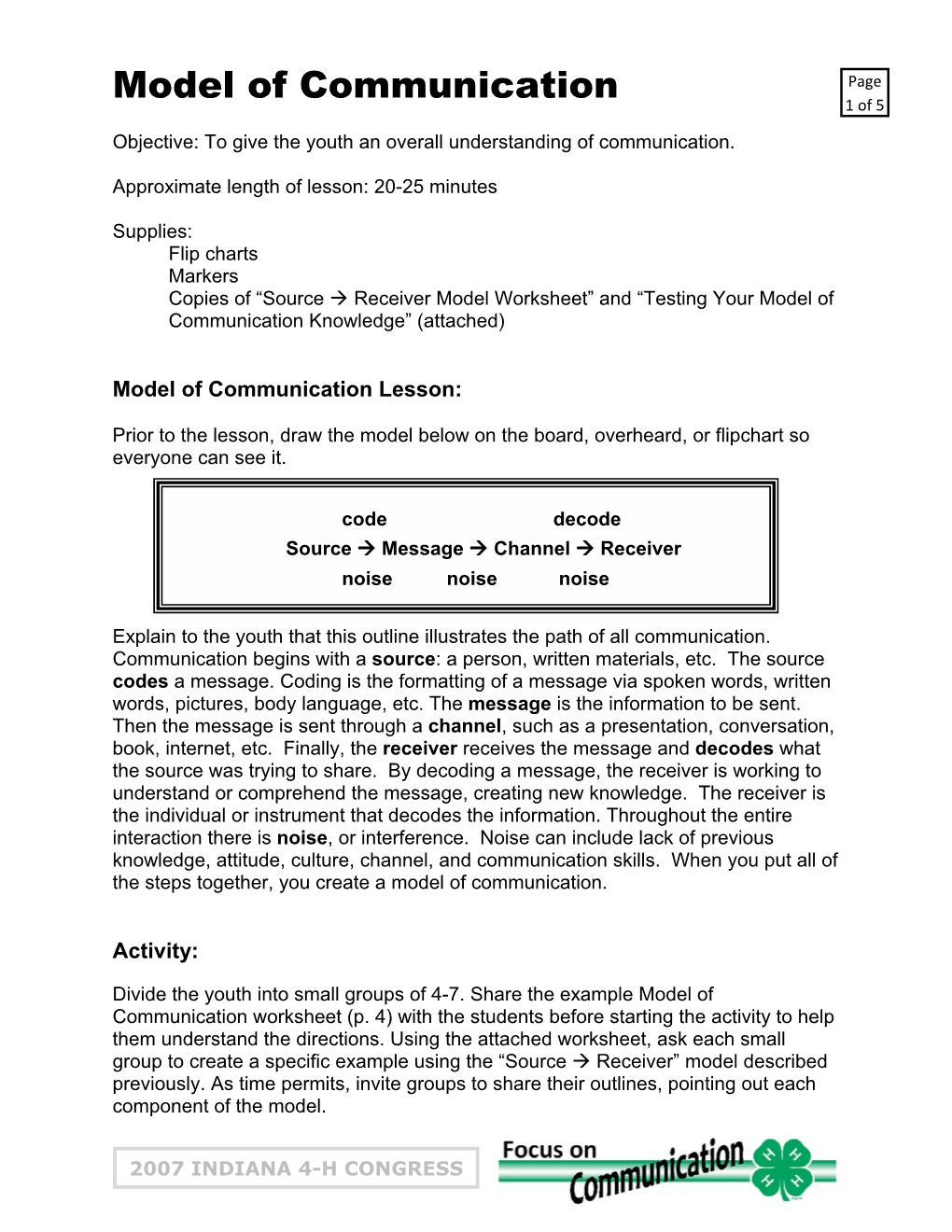 Model of Communication 1 of 5