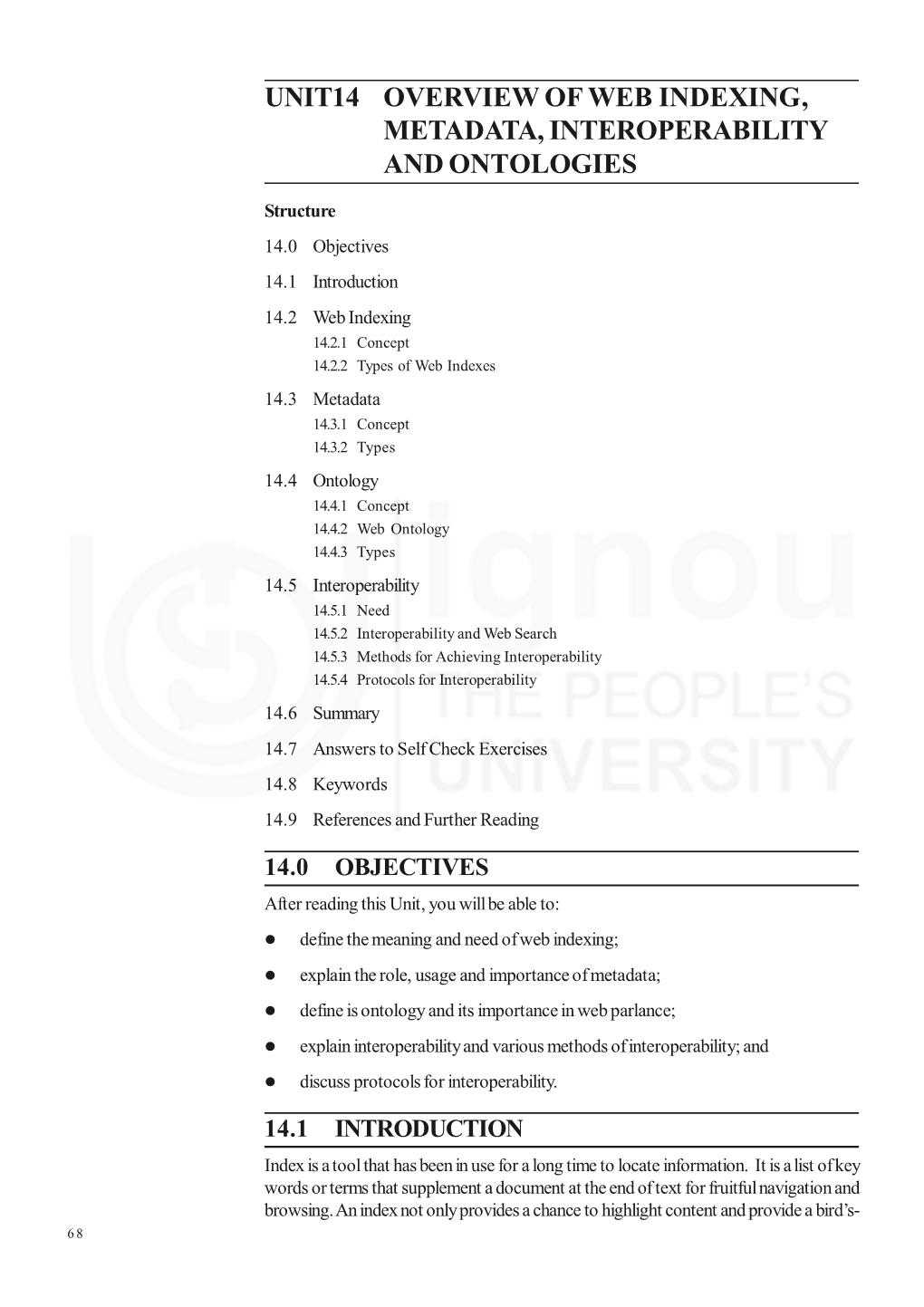 Unit14 Overview of Web Indexing, Metadata, Interoperability and Ontologies