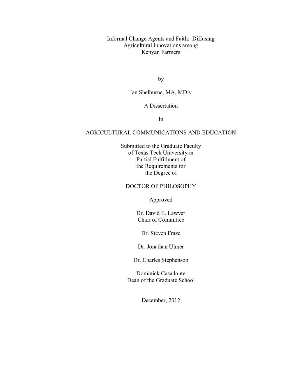 Informal Change Agents and Faith: Diffusing Agricultural Innovations Among Kenyan Farmers