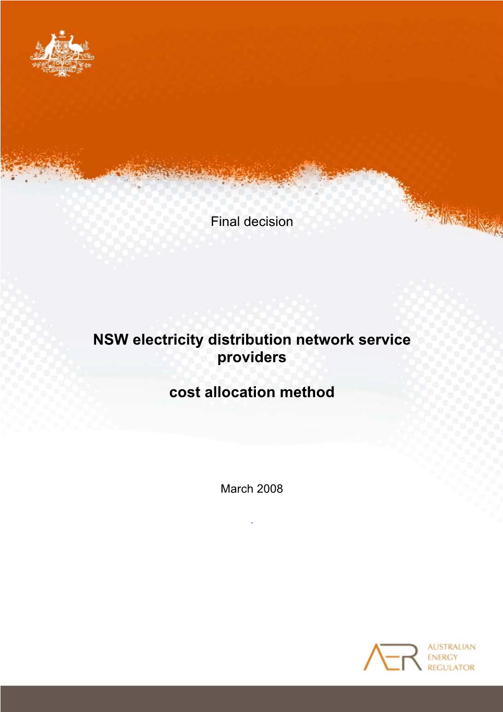 NSW Electricity Distribution Network Service Providers Cost Allocation