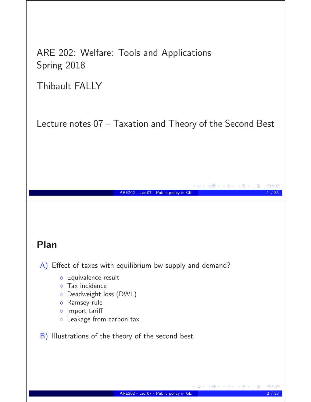 07 – Taxation and Theory of the Second Best