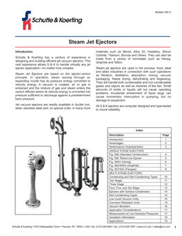 Steam Jet Ejectors