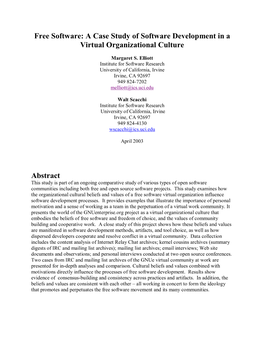 A Case Study of Software Development in a Virtual Organizational Culture