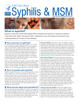 Syphilis and MSM Fact Sheet
