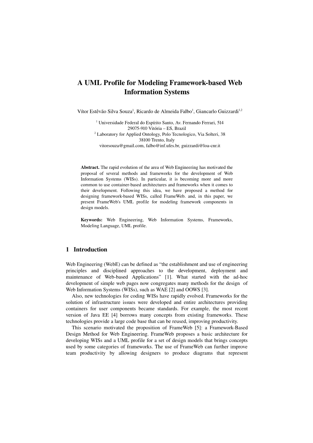 A UML Profile for Modeling Frameworkbased Web Information