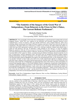 “The Semiotics of the Imagery of the Greek War of Independence. from Delacroix to the Frieze in Otto’S Palace, the Current Hellenic Parliament”