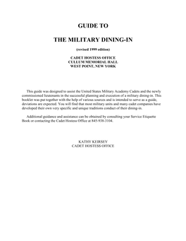 Military Dining Guide