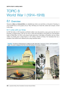 TOPIC 8 World War I (1914–1918)