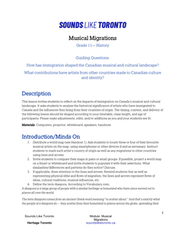 Musical Migrations Description Introduction/Minds On
