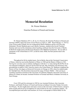 Memorial Resolution