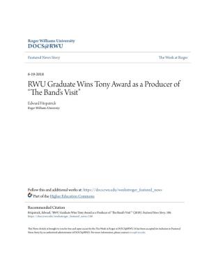 RWU Graduate Wins Tony Award As a Producer of “The Band's Visit”