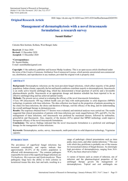 Management of Dermatophytosis with a Novel Itraconazole Formulation: a Research Survey