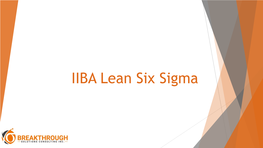 IIBA Lean Six Sigma Introduction – Janet Lau