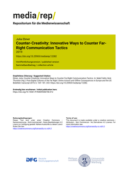 Counter-Creativity: Innovative Ways to Counter Far-Right Communication Tactics