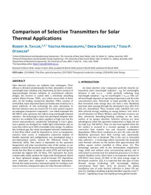 Comparison of Selective Transmitters for Solar Thermal Applications