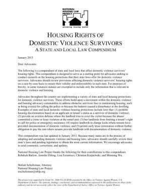 Housing Rights of Domestic Violence Survivors a State and Local Law Compendium
