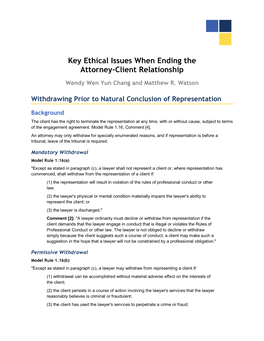 Key Ethical Issues When Ending the Attorney-Client Relationship