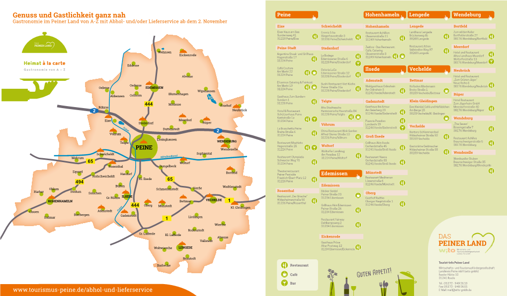 Genuss Und Gastlichkeit Ganz Nah Gastronomie Im Peiner Land Von A-Z Mit Abhol- Und/Oder Lieferservice Ab Dem 2