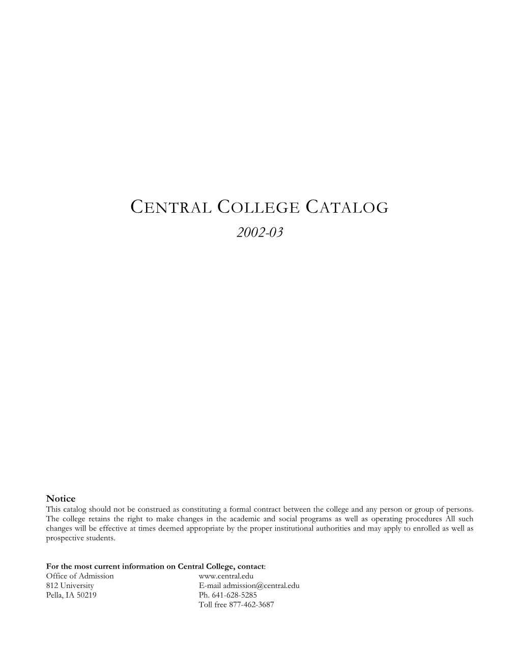 Central College Catalog