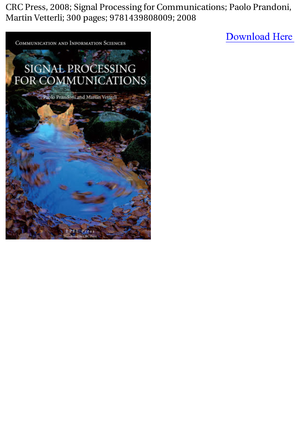 Signal Processing for Communications