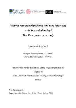 Natural Resource Abundance and Food Insecurity – an Interrelationship? the Venezuelan Case Study