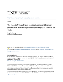 The Impact of Rebranding on Guest Satisfaction and Financial Performance: a Case Study of Holiday Inn Singapore Orchard City Centre