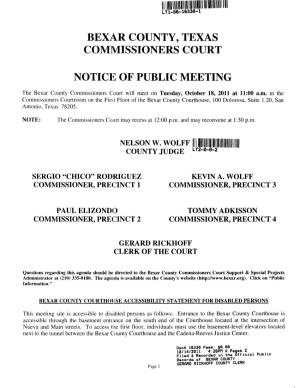Bexi\.R COUNTY, TEXAS COM1VIISSIONERS COURT NOTICIC of PUBLIC MEETING NELSON W. W 0 LFF 1//Lllllilliilfllllllillllllllil/Llil