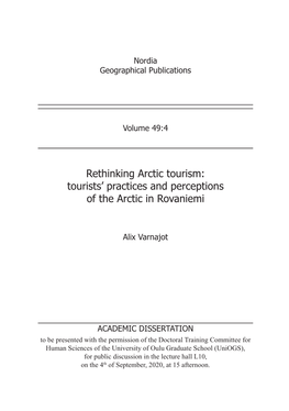 Tourists' Practices and Perceptions of the Arctic in Rovaniemi