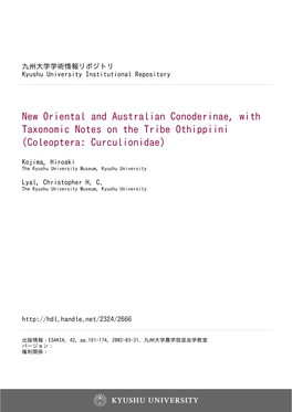 New Oriental and Australian Conoderinae, with Taxonomic Notes on the Tribe Othippiini (Coleoptera: Curculionidae)