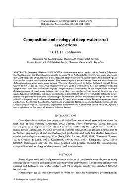 Composition and Ecology of Deep-Water Coral Associations D
