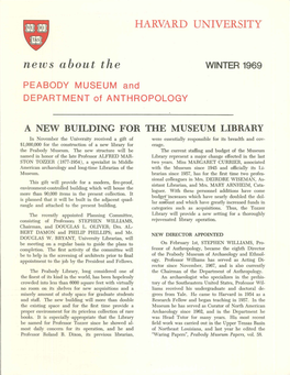 News About the WINTER 1969 PEABODY MUSEUM and DEPARTMENT of ANTHROPOLOGY