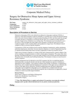 Surgery for Obstructive Sleep Apnea and Upper Airway Resistance Syndrome