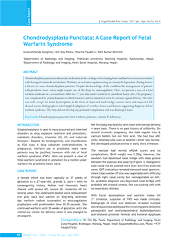 Chondrodysplasia Punctata: a Case Report of Fetal Warfarin Syndrome
