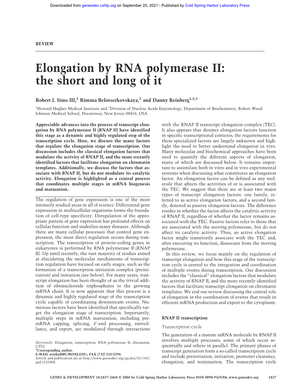 Elongation by RNA Polymerase II: the Short and Long of It
