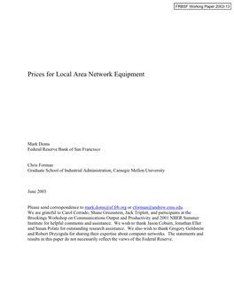 Prices for Local Area Network Equipment