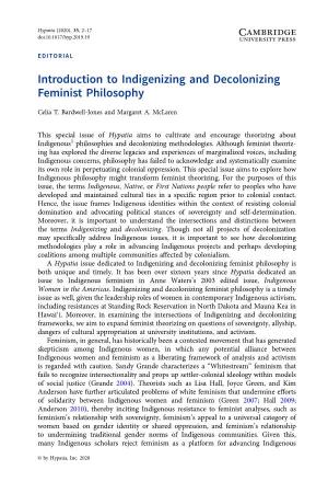Introduction to Indigenizing and Decolonizing Feminist Philosophy
